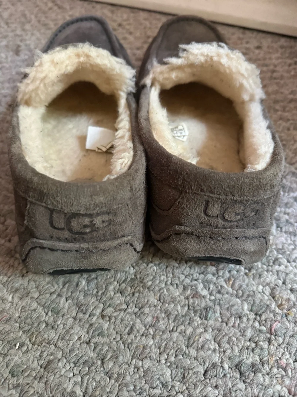 UGG Men's Gray Suede Shearling-Lined Slip-On Slippers